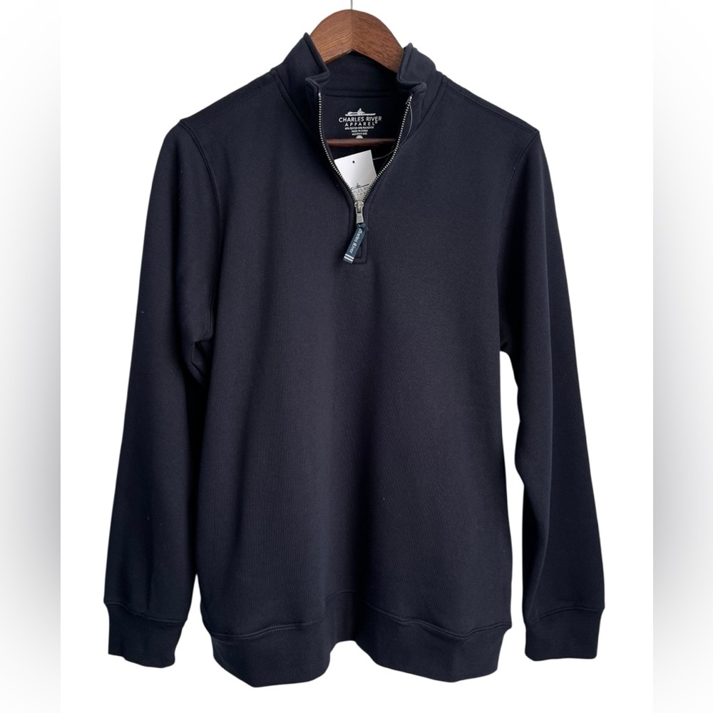 Charles River Men's Navy Pocketed Quarter-Zip Pullover NWT - L